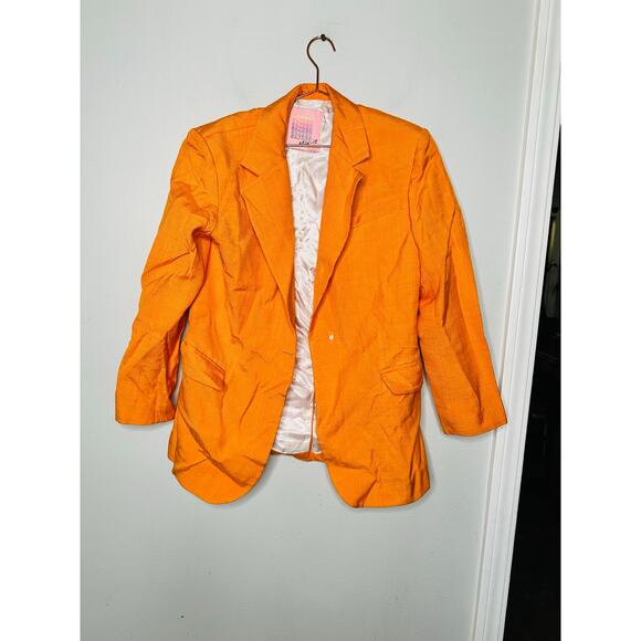SANDRO Orange Crepe Collar Front Button Long Sleeves Harper Blazer Size 36 - Picture 4 of 16